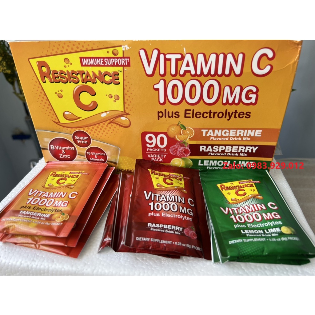 [Combo 2-5-10 gói] Bột sủi Vitamin C tăng đề kháng Resistance 1000mg