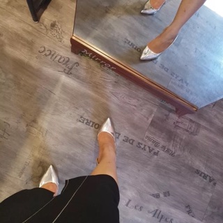 Guốc bạc bóng cao gót sang chảnh