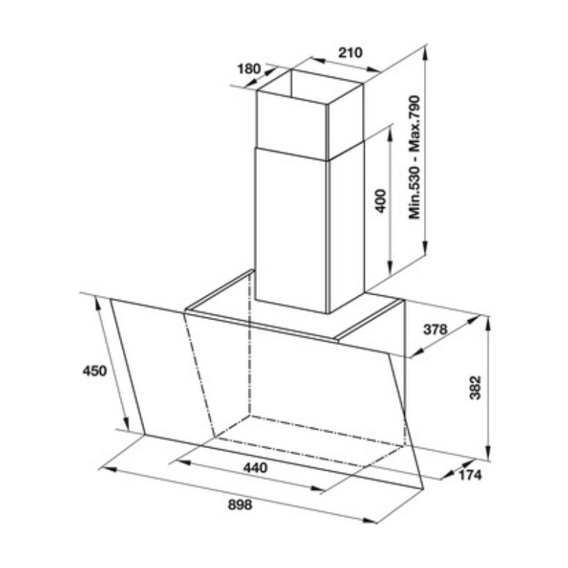 Máy Hút Mùi Áp Tường Hafele HH-WVG90C 533.89.013 - Điều Khiển Cảm Ứng - Nhập Khẩu Châu Âu