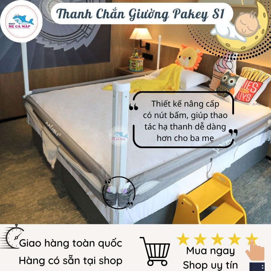 Thanh chắn giường cho bé Pakey SV1 và S1, mẫu mới CAO CẤP nhất SIÊU DÀY chắc chắn cao tới 103cm (1 thanh chắn 1 mặt)