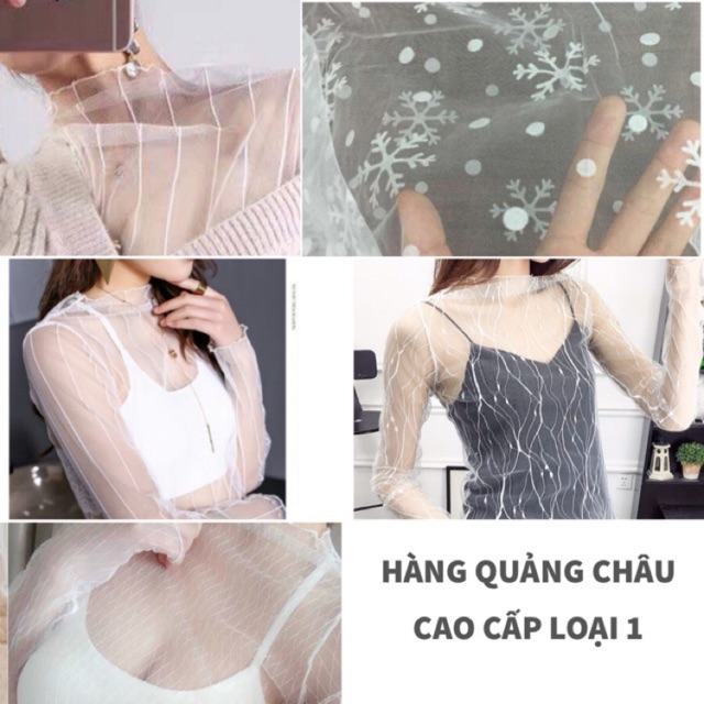 Áo lưới Quảng Châu màu trắng trong suốt sexy quyến rũ ôm body