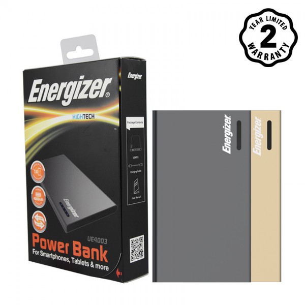 Pin sạc dự phòng Energizer 4,000mAh Li-Po 2 Cổng (Xám) - UE4003GY