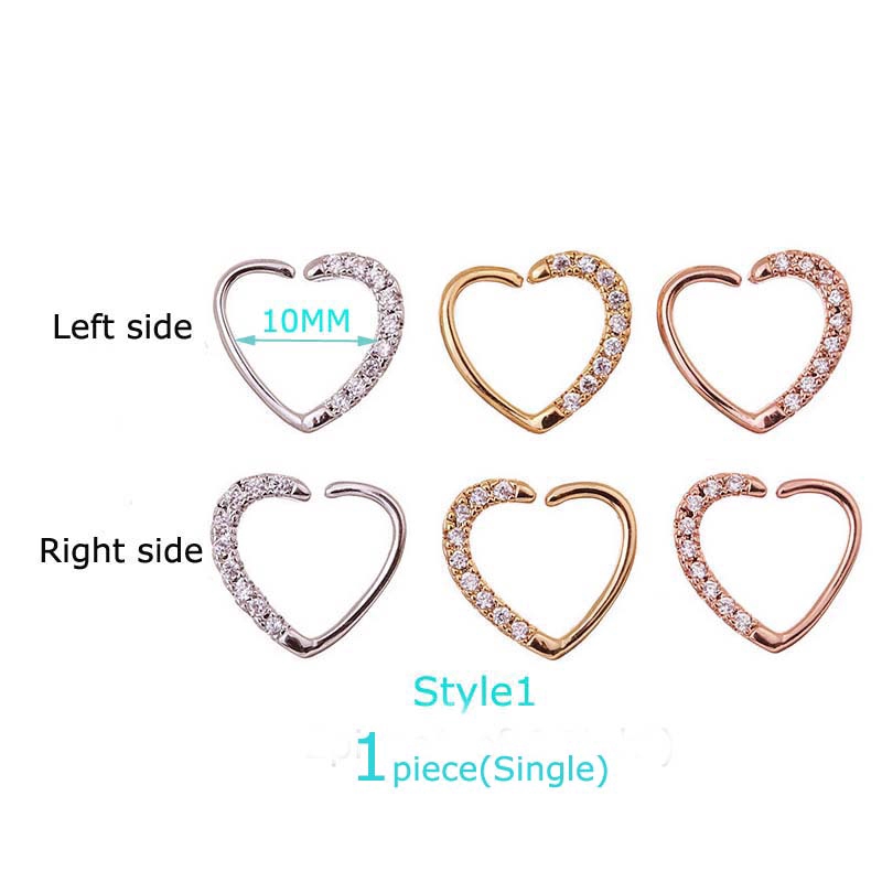 Khuyên xỏ tai bằng đồng đính Zircon hình trái tim thời trang cho nữ