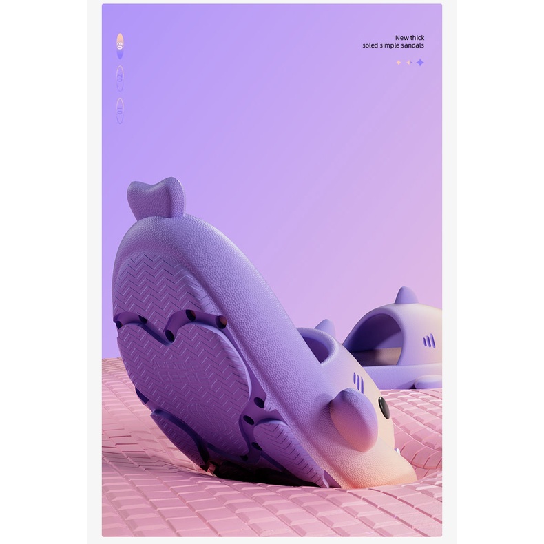 Dép Đi Trong Nhà Hình Cá Mập Màu Gradient Chống Trượt Thời Trang Mùa Hè Cho Cặp Đôi