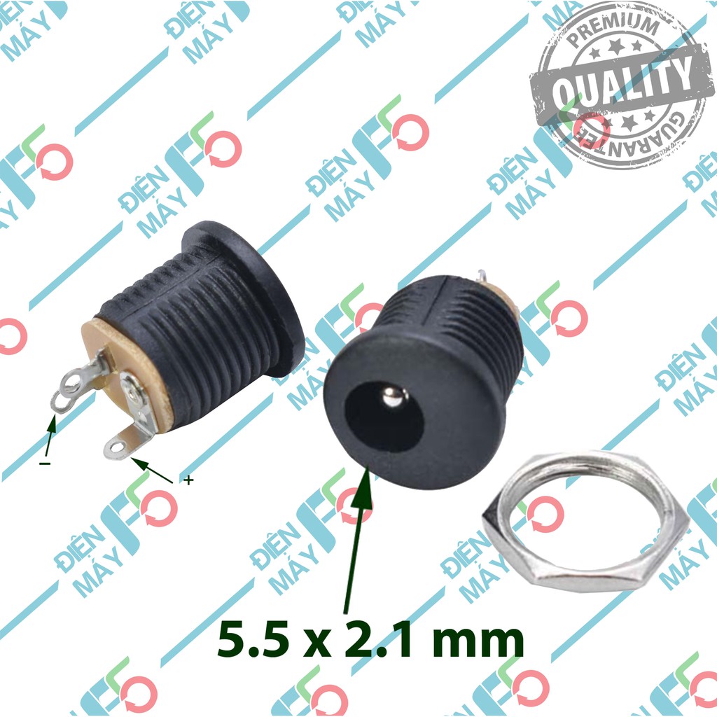 DMF5 Jack Sạc DC, Giắc Cái Size 5.5*2.1mm, Lỗ Khoan 10mm