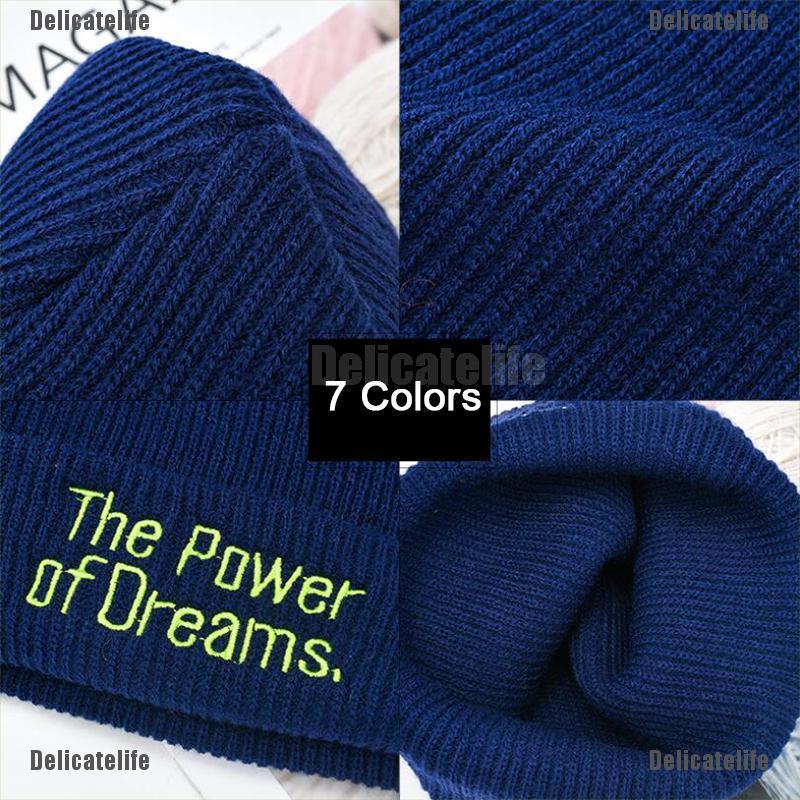 [Delicatelife] The Power Of Dreams Cotton Knitted Hat Hip Hop Warm Winter Ski Beanie Cap Unisex