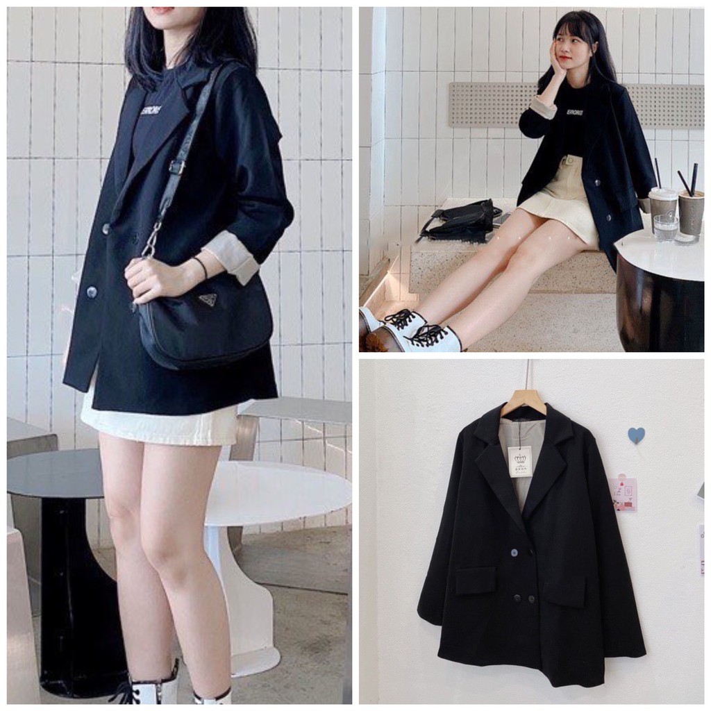 Áo Khoác Nữ Zinti Blazer Hai Lớp Basic 2 Màu Đen Be Bz02