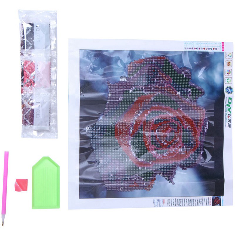 2 Set Drill DIY 5D Diamond Embroidery work Diamond Painting Cross Stitch Kits Drop of Water Rose & Deer