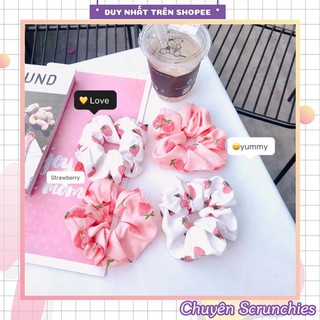 Cột Tóc Vải nhiều màu Scrunchies Trái Dâu