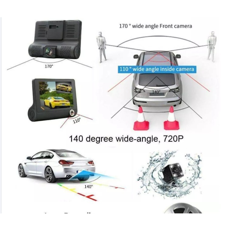 Camera hành trình ô tô 3 mắt X005 4 inch fullHD 1080p , camera sau chống nước - BM31 - BẢO HÀNH 6 THÁNG | BigBuy360 - bigbuy360.vn