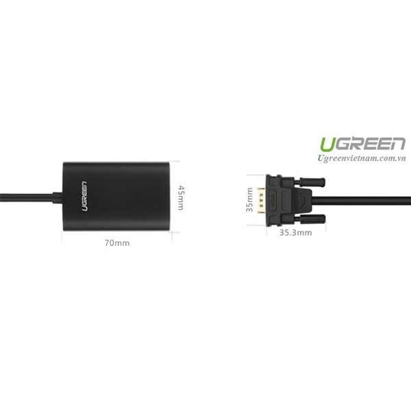 Cáp chuyển đổi VGA to HDMI + Audio 40264 màu đen chính hãng Ugreen cao cấp