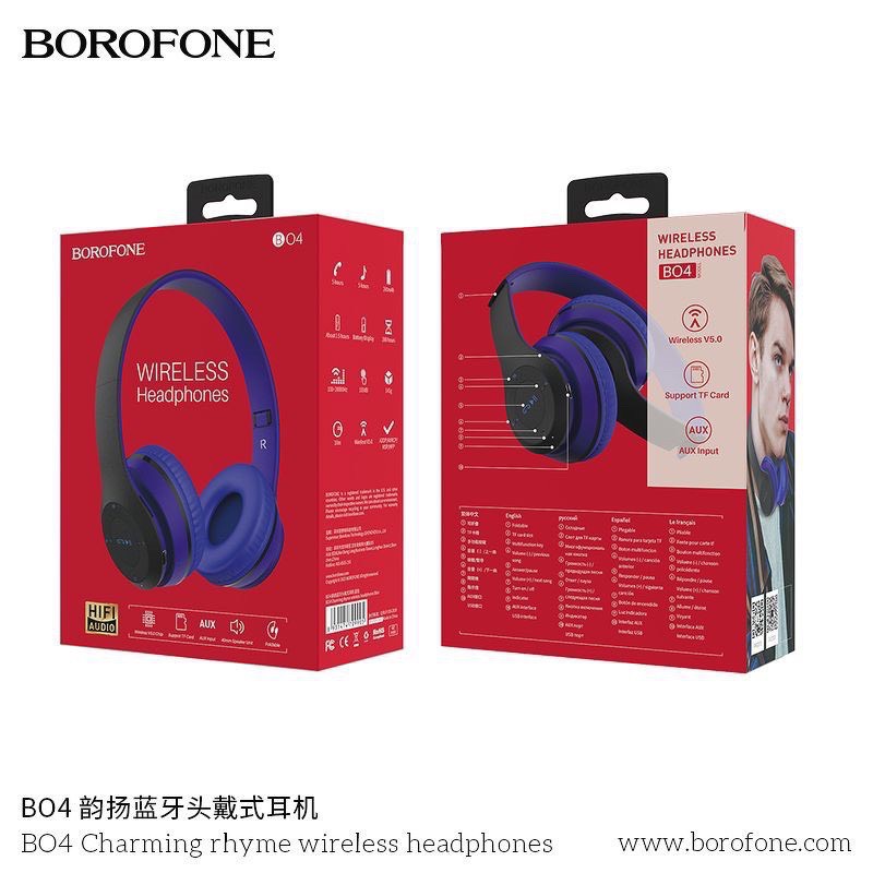 Tai Nghe Chụp Tai Bluetooth Borofone BO4 Headphone Không Dây, Nghe Nhạc 5 Tiếng, Hỗ Trợ Khe Thẻ Nhớ. Bảo Hành 12 Tháng