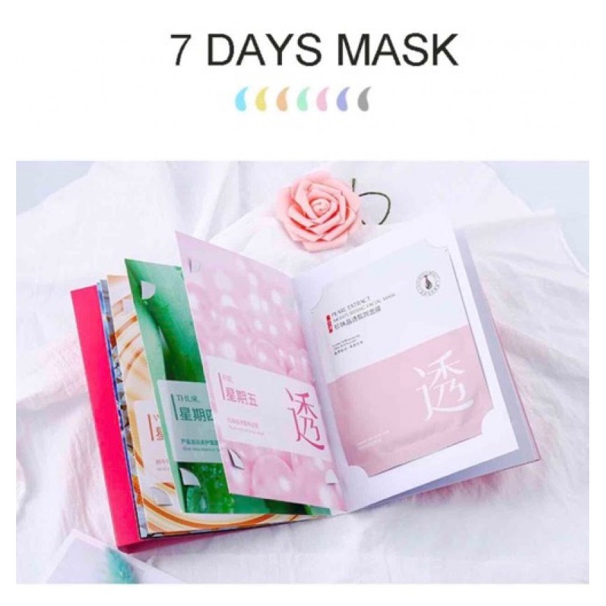 Bộ Mask Venzen 7 Days  Dưỡng Da Hyaluronic Acid, Hoa Cúc, Ốc sên, Lô hội,  Ngọc Trai, trứng Cá Muối, trà đen.