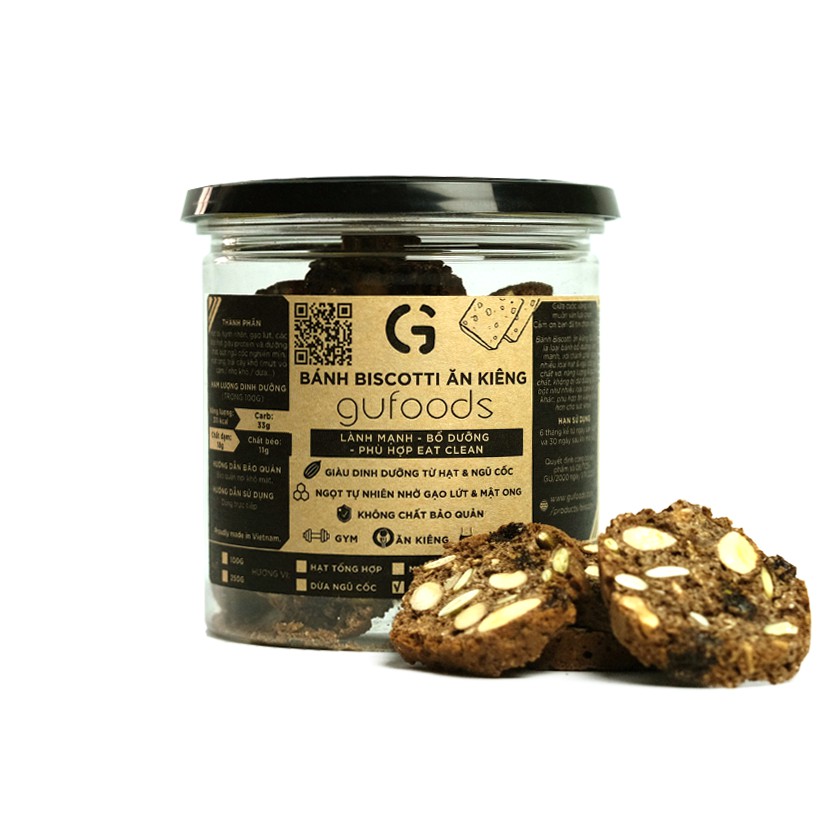 [Mã 77FMCGSALE1 giảm 10% đơn 250K] Bánh Biscotti ăn kiêng GUfoods - Lành mạnh, bổ dưỡng, phù hợp eat clean | BigBuy360 - bigbuy360.vn