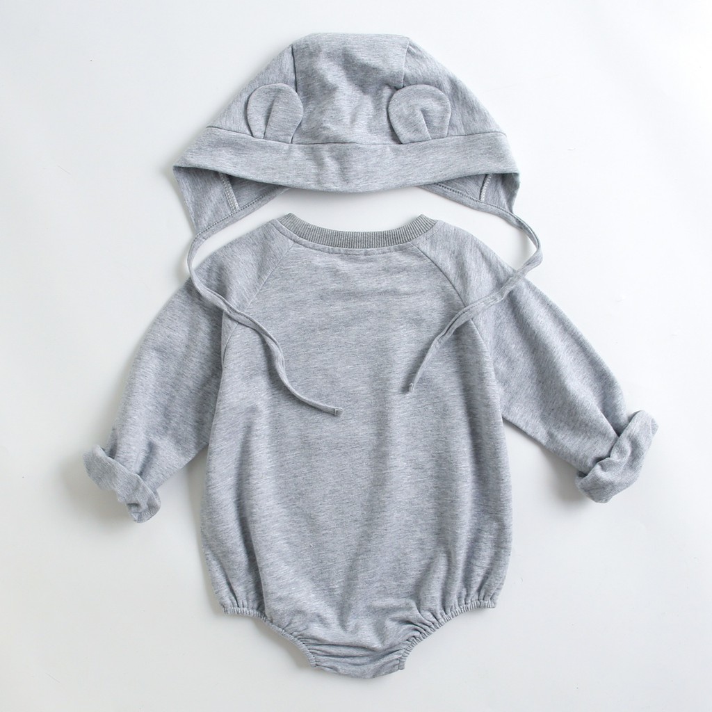 Bộ áo liền thân Sanlutoz tay dài với mũ trùm dễ thương dành cho bé