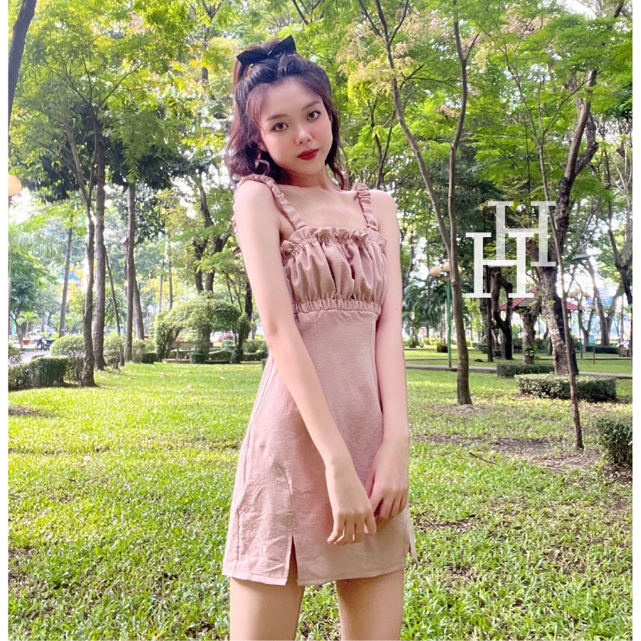 Đầm hở lưng màu nude HDT273 Hỉn Hỉn Store