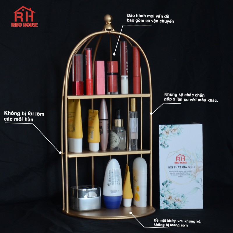 Kệ lồng chim Premium RIBO HOUSE đựng mĩ phẩm nhiều tầng đa năng để nước hoa decor nội thất phòng ngủ RIBO128