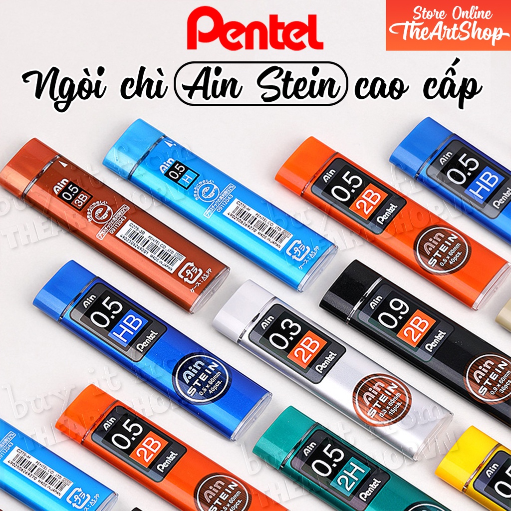 Ngòi chì bấm cơ khí màu đen PENTEL Ain Stein Lead THEARTSHOP