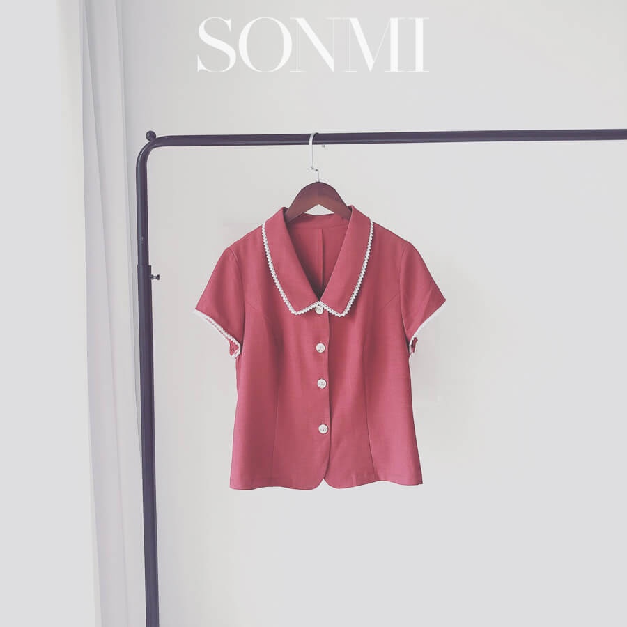 Set Áo Chân Váy Công Sở SONMI Hàn Quốc Màu Xanh Rêu Và Đỏ Đun HARPER ELLA