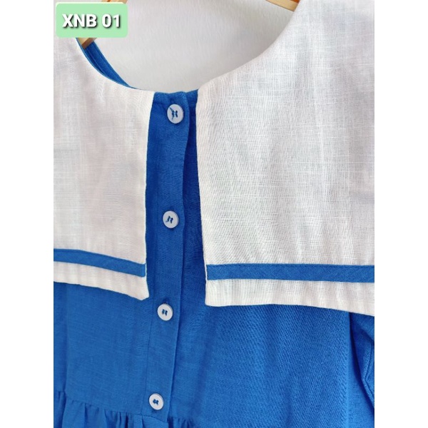 Váy đầm bé gái 1-10 tuổi Sofia Candy đi học sơ mi thủy thủ, màu xanh hồng cotton thô lụa váy nhiều tầng rộng bồng bềnh