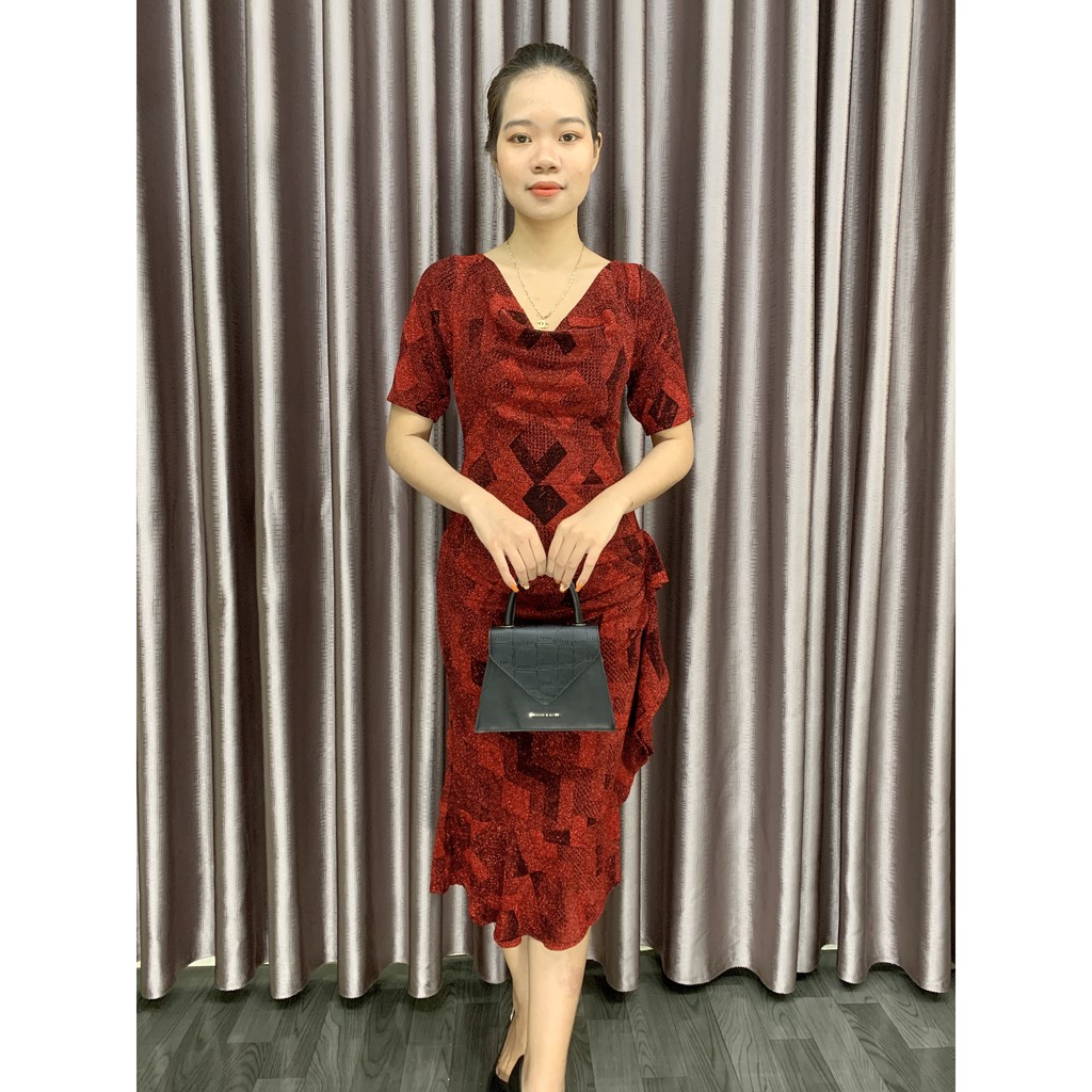Đầm trung niên free size từ 40-70kg cho tuổi 40 50 60 chất liệu dệt kim cao cấp thiết kế sang trọng quý phái của ALVA | BigBuy360 - bigbuy360.vn