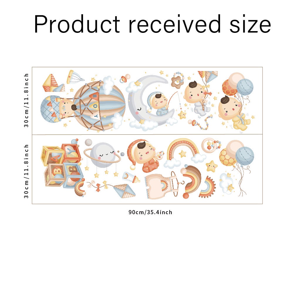 Giấy Dán Tường Hình Khinh Khí Cầu Hoạt Hình Trang Trí Phòng Bé