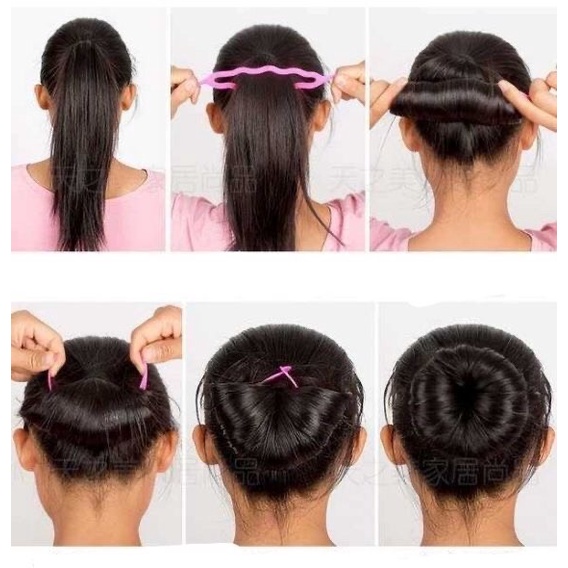 Bộ 4 dụng cụ búi tóc đa năng MÀU PASTEL giá rẻ cho nữ B08