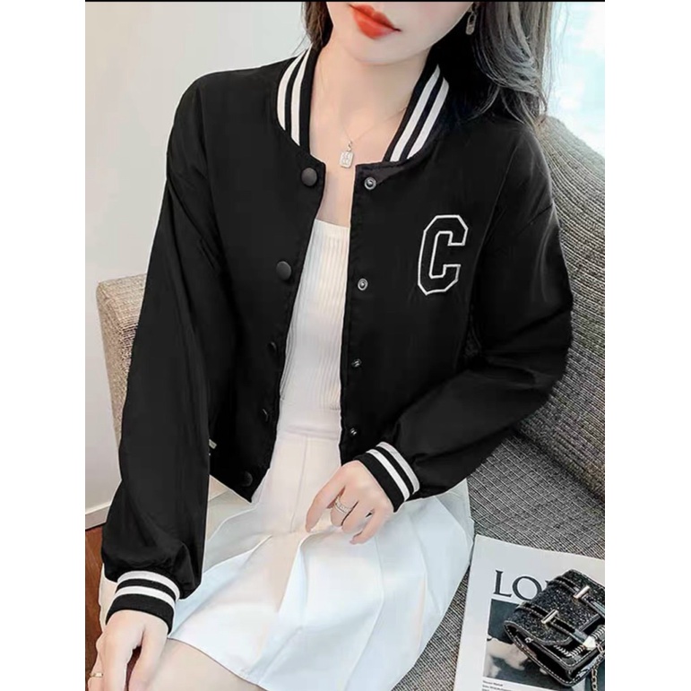 Áo khoác bomber gió dù Áo khoác Bomber Chữ C Bóng Chày