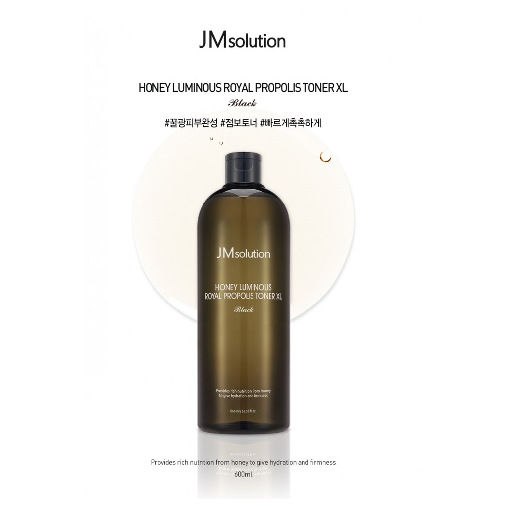 Nước hoa bổ sung collagen JMsolution Honey Luminous Hoyal Propolis Toner XL Black 600ml +Tặng kèm nạ Jm Solution bất kì