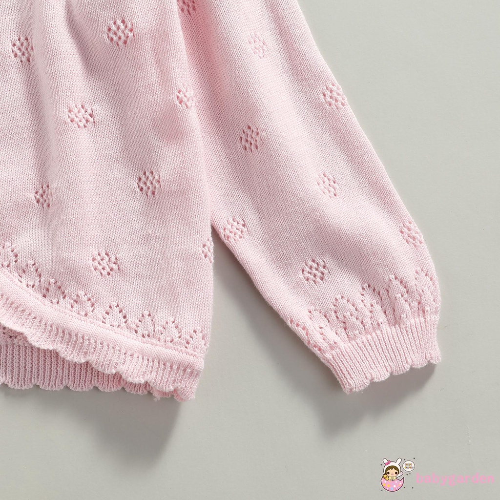 Áo khoác cardigan dệt kim tay dài cổ thuyền cài nút thiết kế dễ thương cho bé gái