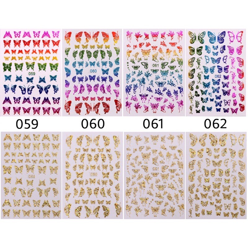 Sticker dán móng nail bướm 3d