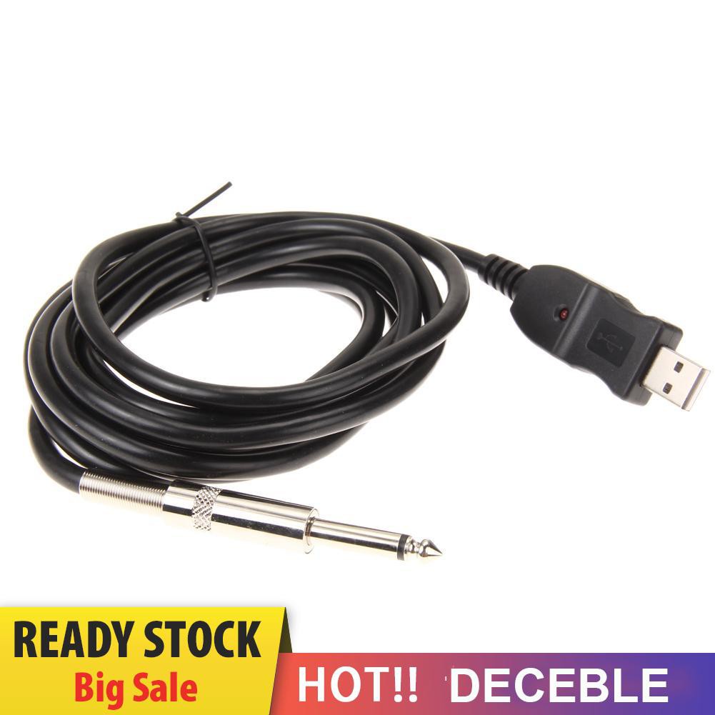 Deceble Guitar Bass 1/4'' 6.3mm To USB Link Connection Instrument Cable Adapter