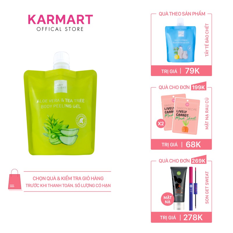 Gel tẩy da chết toàn thân lô hội và trà tràm Baby Bright Aloe Vera And Tea Tree Body Peeling Gel 200ml