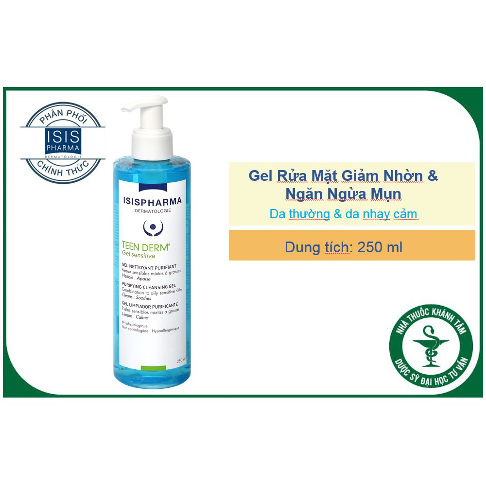 ✅(CHÍNH HÃNG) Gel Rửa Mặt Giảm Nhờn Mụn Cho Da Nhạy Cảm IsIs Pharma Teen Derm Gel Sensitive