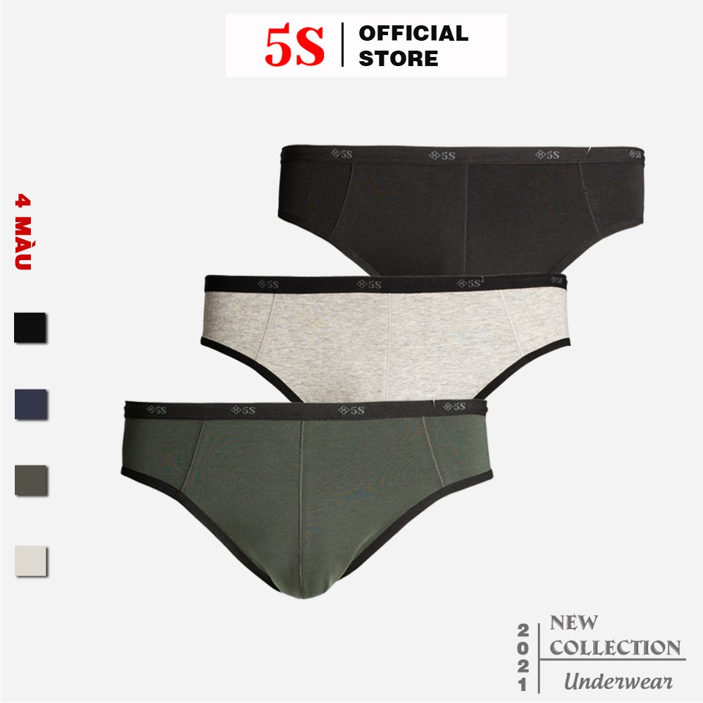 Combo 3 Quần Lót Nam Tam Giác 5S Chất Cotton Cao Cấp, Thấm Hút, Co Giãn, Kháng Khuẩn Cực Tốt (5BX020-01TG) - Hàng mới về