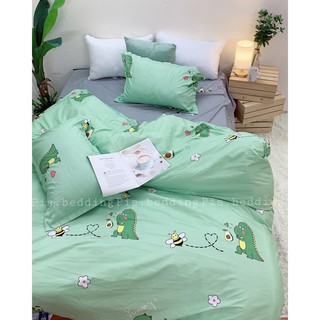 vỏ chăn lồng được ruột cotton poly hình khủng long bơ