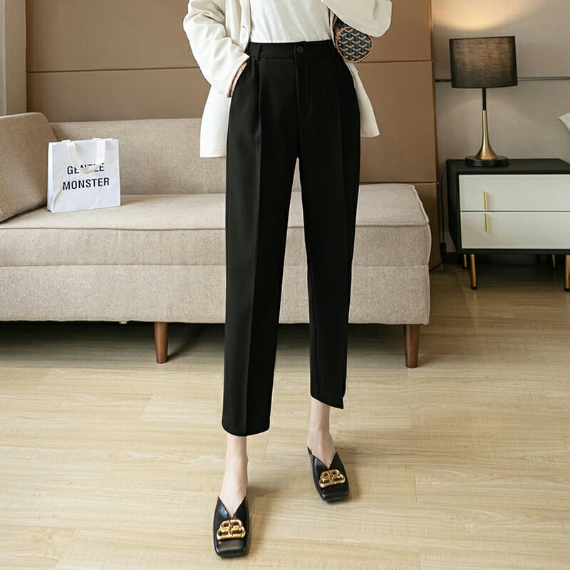 [FREE SHIP]Quần vải nữ baggy cạp cao đi học khóa kéo giữa chất vải tuyết mưa mềm dáng dài - Quần baggy lưng cao