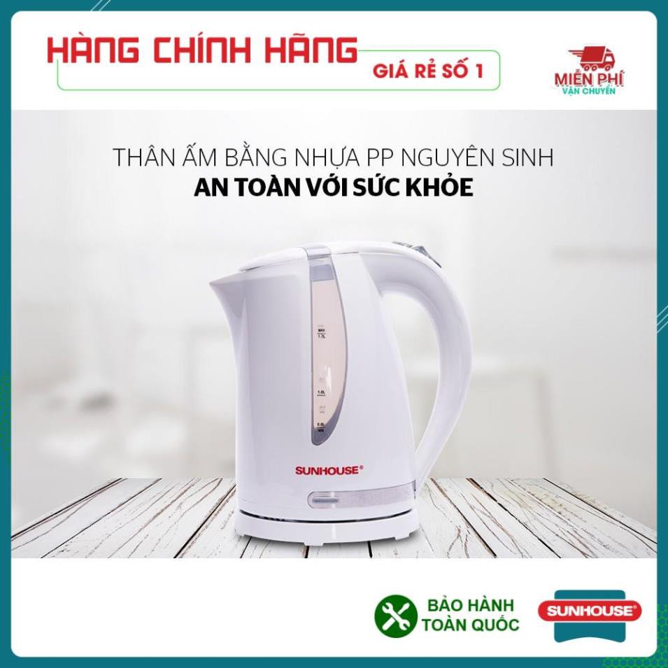 ẤM SIÊU TỐC, BÌNH ĐUN SIÊU TỐC SUNHOUSE SHD1300, 1,8 LÍT, NHỰA CHỊU NHIỆT SIÊU BỀN, BẢO HÀNH TOÀN QUỐC 1 NĂM