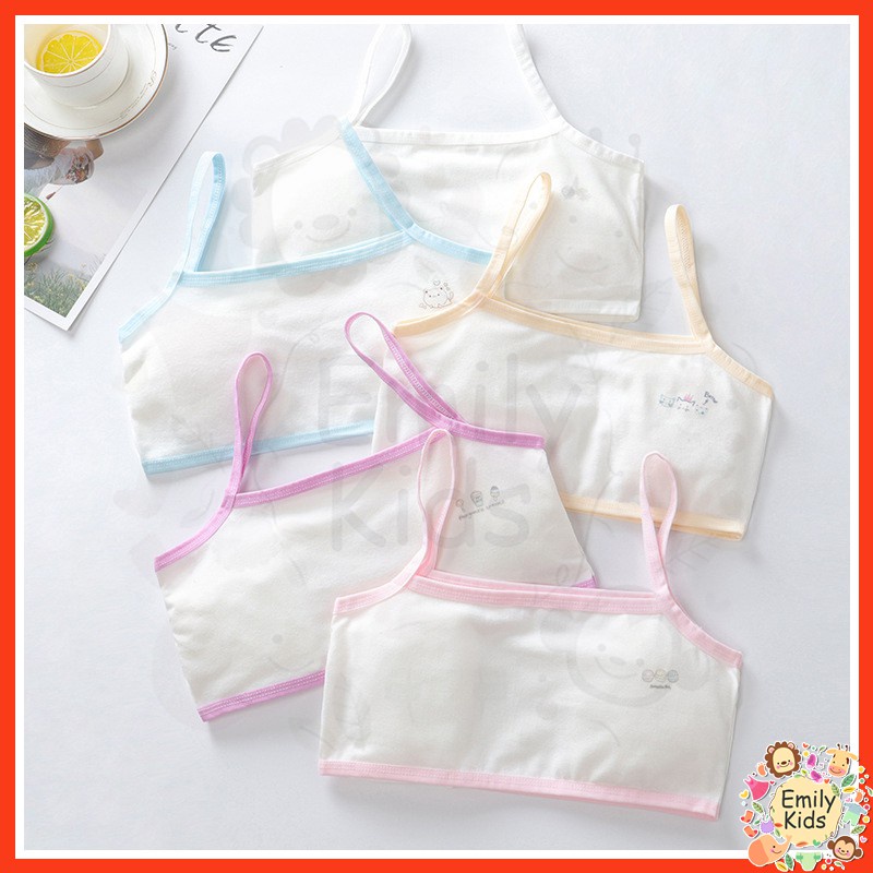 Áo Ngực Cotton Mềm Thoáng Khí In Họa Tiết Ngẫu Nhiên Cho Tuổi Teen 8-16 Tuổi