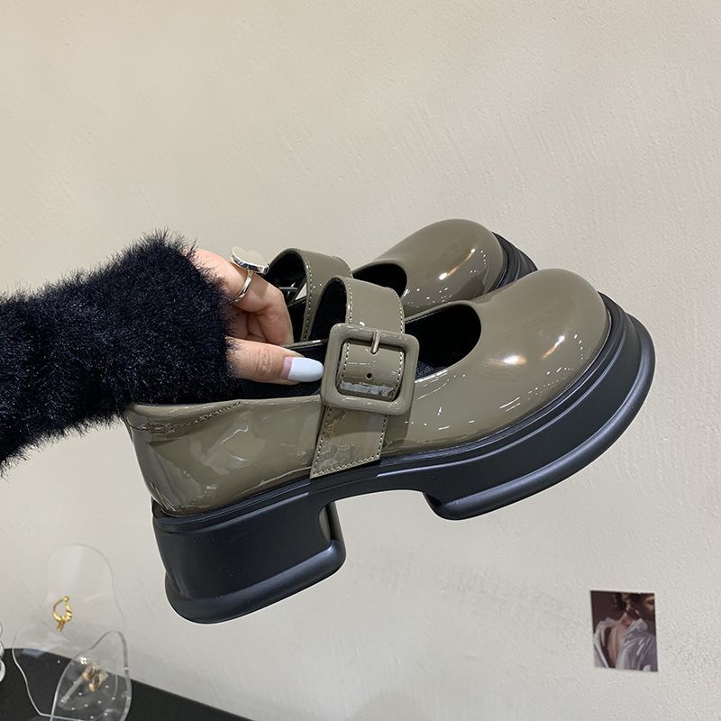 Giày Da Bóng Đế Dày Phong Cách Retro Pháp