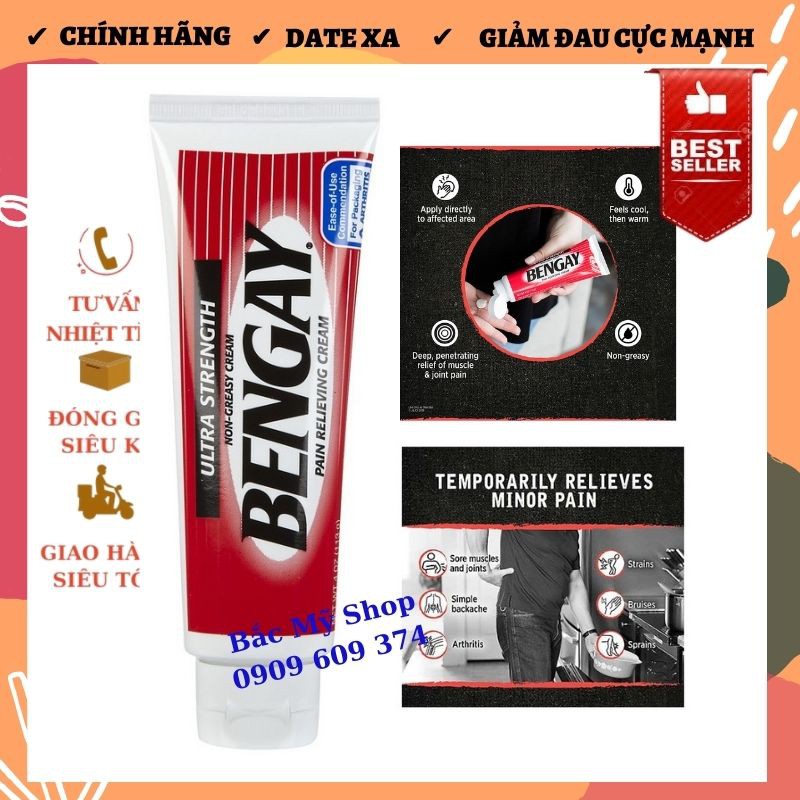 HÀNG MỸ- KEM XOA BÓP GIẢM ĐAU NHỨC BENGAY ULTRA STRENGTH NON-CREASY CREAM 113g