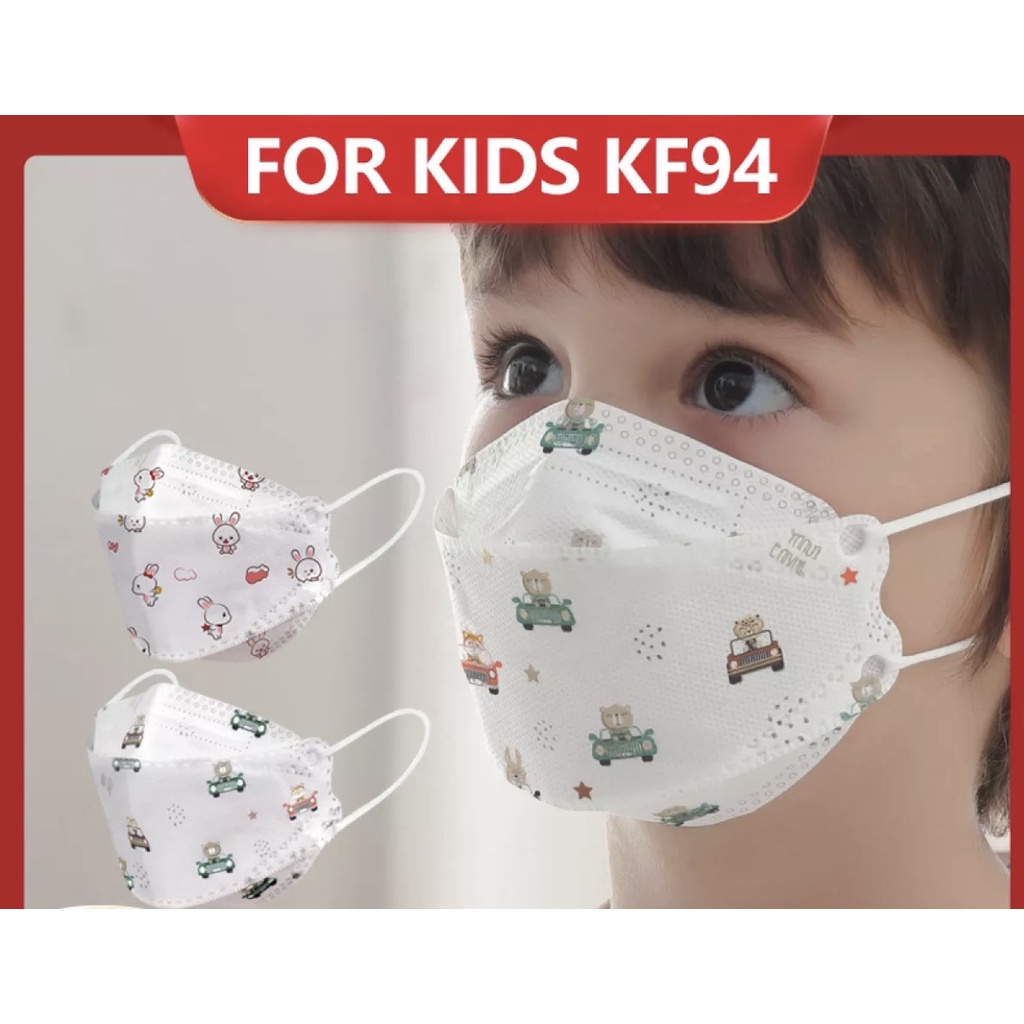 Túi 10 Chiếc Khẩu Trang 4D Trẻ Em Kháng Khuẩn KF94 Tiêu Chuẩn Hàn Quốc