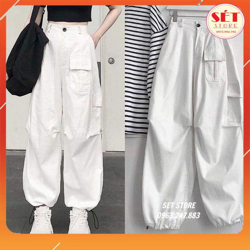 Quần Jogger kaki túi hộp bo ống unisex, Có 2size cực đẹp - QKA0126 - 1 màu trắng - Setstore