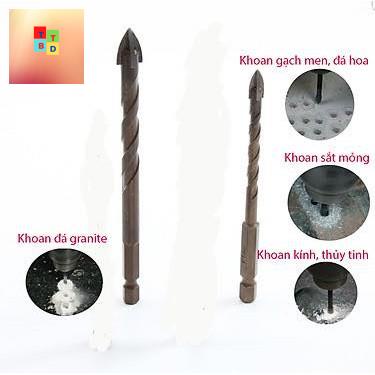 Mũi Khoan Đa Năng 4 Cạnh Size 6mm Đến 12mm Đuôi Lục Giác Hàng Cao Cấp