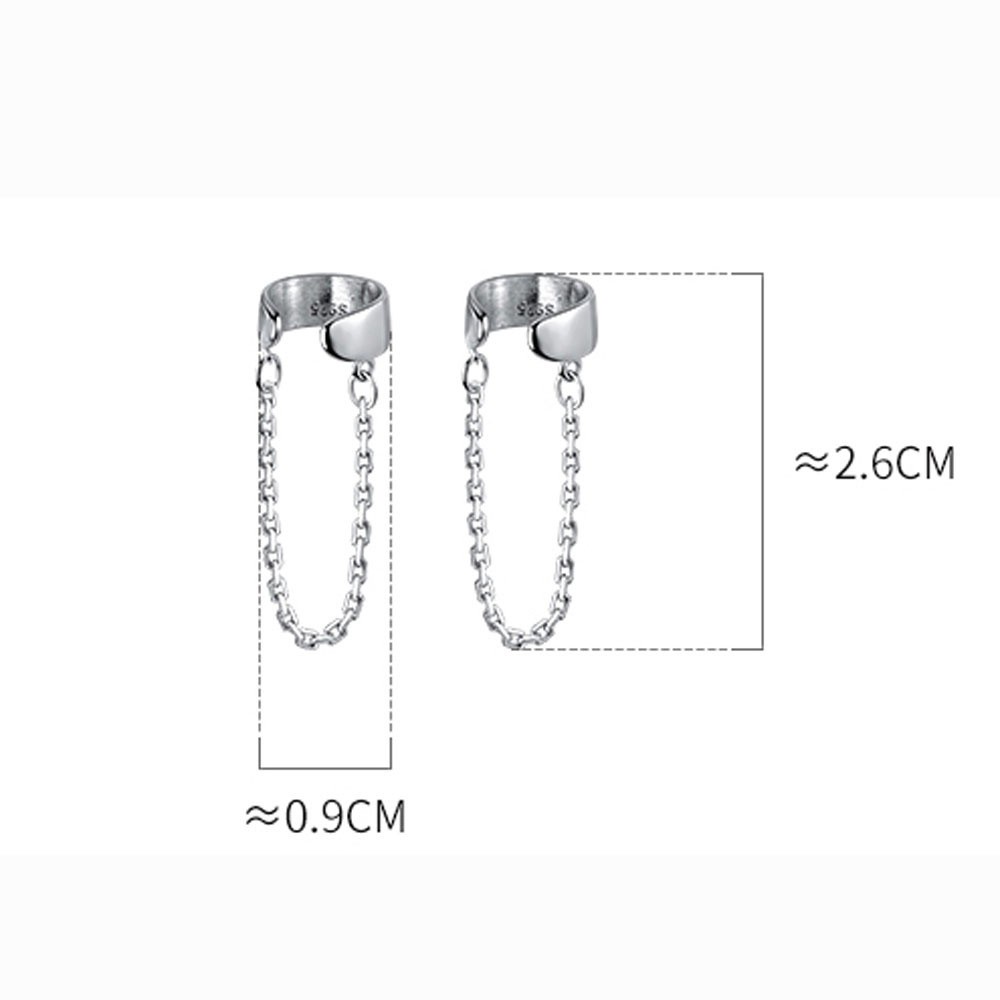 Khuyên Kẹp Vành Tai Bằng Hợp Kim Phối Dây Xích Thời Trang Hàn Quốc Cho Nữ