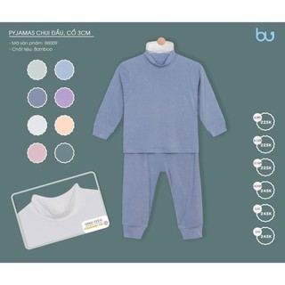 BB009 Bộ pyjamas chui đầu, cổ 3 cm màu trơn