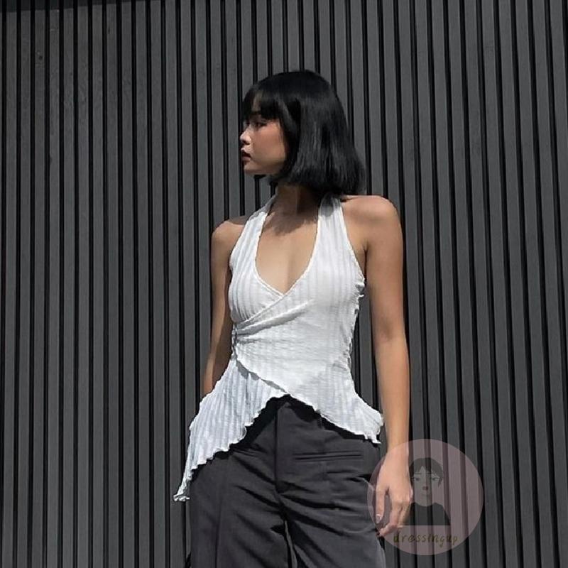 Áo Tank Top Cổ Chữ V Màu Sắc Đơn Giản Cho Nữ