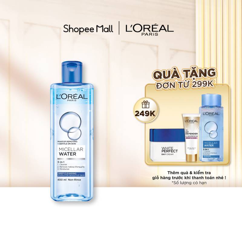 Nước tẩy trang cho mọi loại da L'Oreal Paris 3-in-1 Micellar Water 400ml