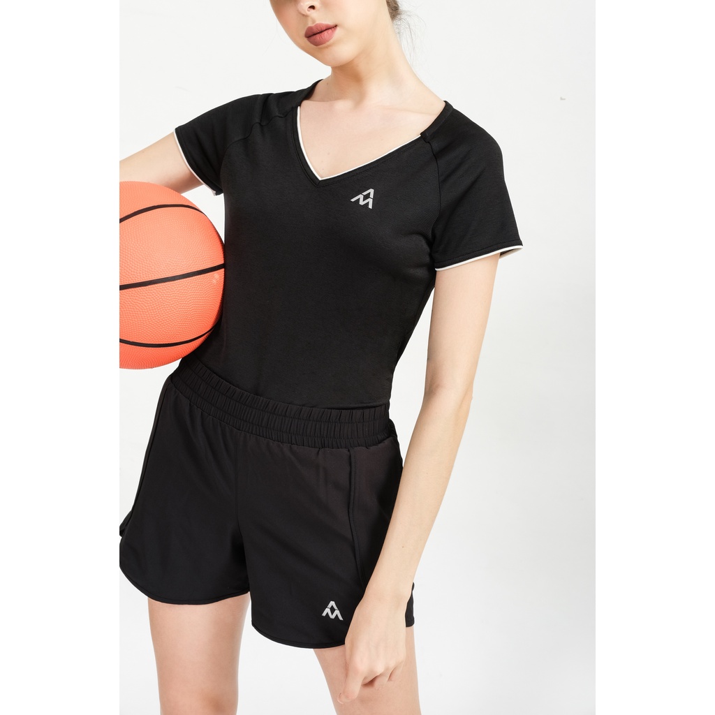 Áo Tshirt nữ ngắn tay AM WT061 cổ tim, vạt đuôi tôm, thoáng mát, nhanh khô, vận động thoải mái  Sport1