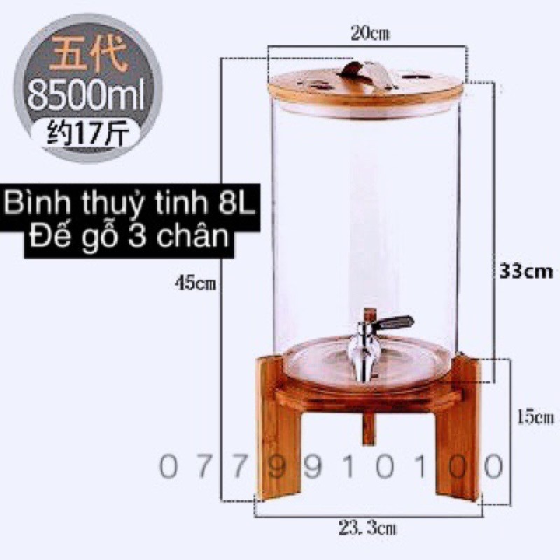 Bình thuỷ tinh vòi inox 5L-8L-11L